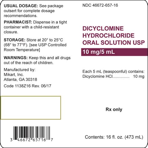 Dicyclomine - FDA prescribing information, side effects and uses