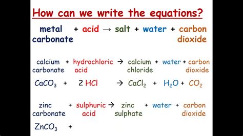 Reactions between Metal Carbonates and Acids - YouTube