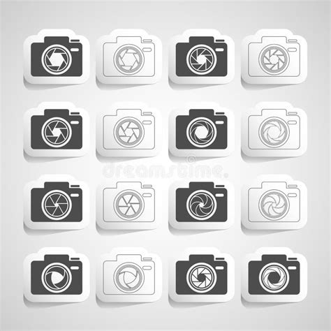 Camera Shutter Sticker Icon Set, Vector Eps10 Stock Vector ...