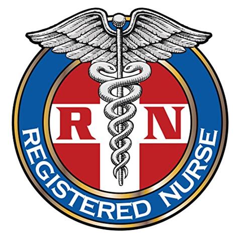 Registered Nurse Logo Decal – Blue & Red Circles with Caduceus Sticking Out of Top – Five Inch ...