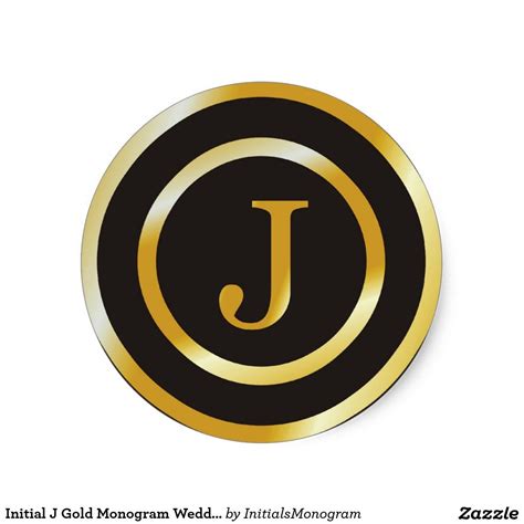 Initial J Gold Monogram Wedding Stickers | Zazzle.com | Gold monogram ...