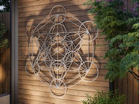 Metatron Cube Outdoor Metal Wall Art, Large Outdoor Sculpture, Sacred ...