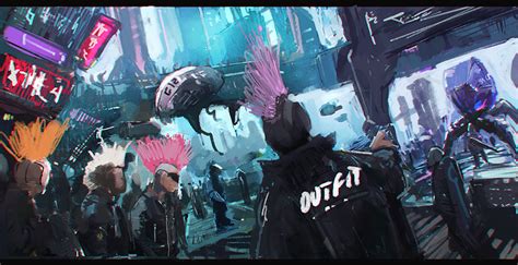 Cyberpunk Environment - Sketch WIP by zeedurrani on DeviantArt