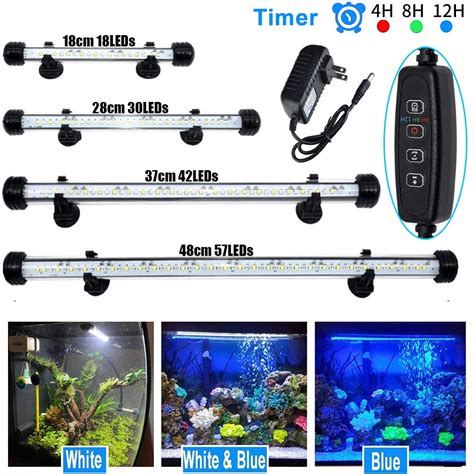 DONGPAI 18/28/37/48cm LED Aquarium Light, Timer Submersible Fish Tank ...