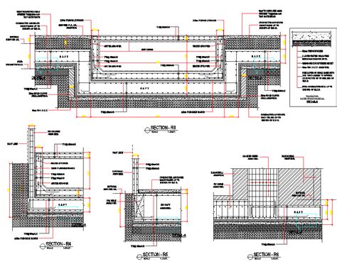 Swimming Pool Construction plan dwg file. find here layout plan, section plan, wall structure p ...