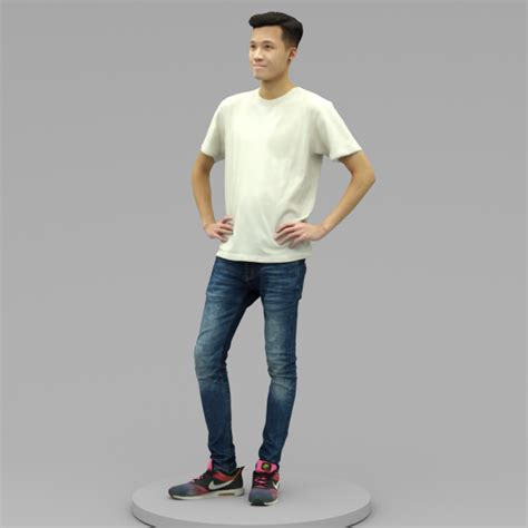 A Handsome Young Man Posing In Akimbo Posture - scan3Dmall