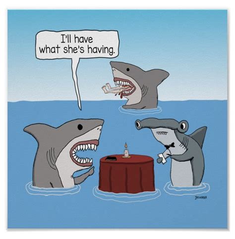 Funny Great White Shark Ordering What She's Having Poster | Zazzle