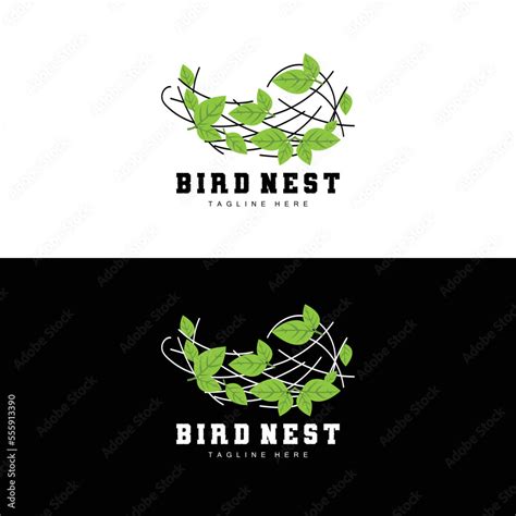 Bird's Nest Logo Design, Bird House Vector For Eggs, Bird Tree Logo ...