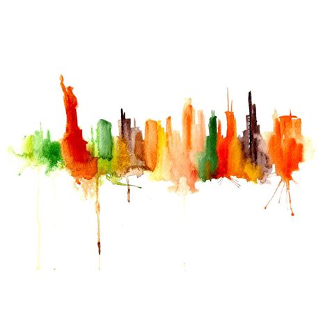 New York Painting Watercolor abstract 13x19. $95.00, via Etsy. | Cityscape drawing, Abstract ...