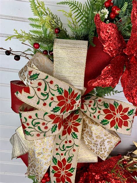 Poinsettia Wreath Red Poinsettia Farmhouse Wreath - Etsy