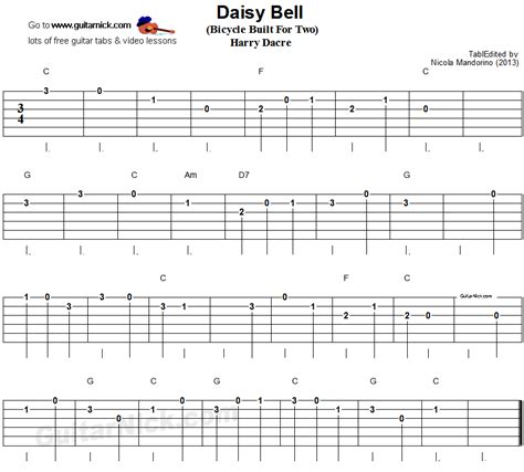 DAISY BELL Easy Guitar Lesson: GuitarNick.com