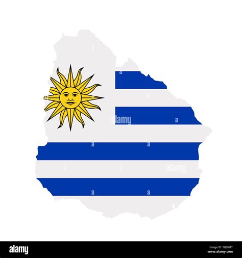 Uruguay flag map. Country outline with national flag Stock Photo - Alamy