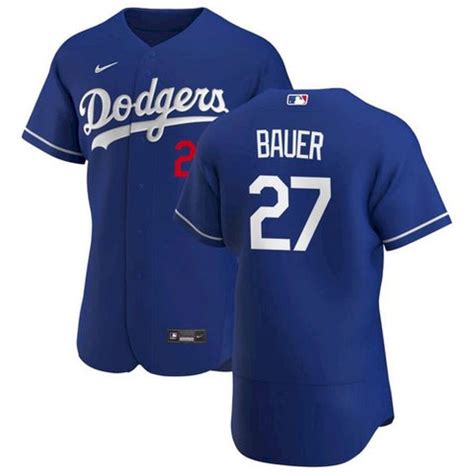 Men's Los Angeles Dodgers Trevor Bauer Cool Base Replica Jersey Royal ...