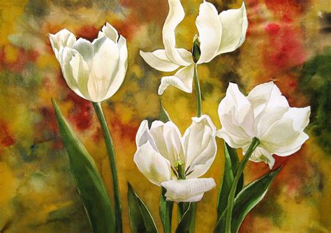 White Tulips Painting by Alfred Ng - Fine Art America