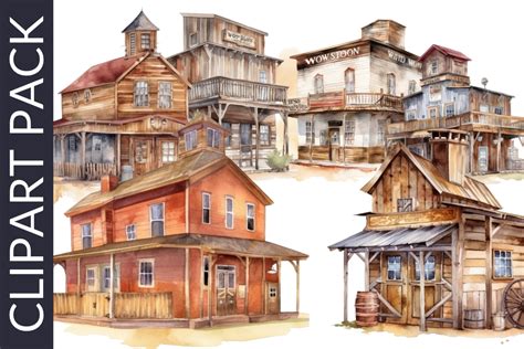 Wild West Saloon Watercolor Clipart Graphic by Esch Creative · Creative Fabrica