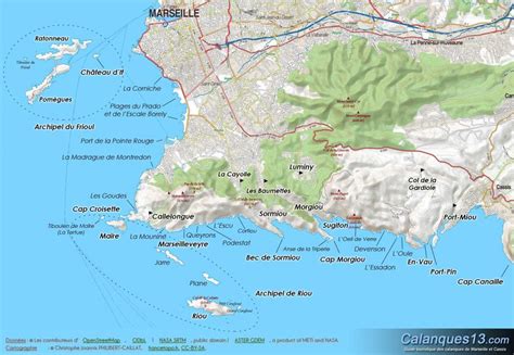 Marseille geographic map - Geographic map of Marseille (Provence-Alpes-Côte d'Azur - France)