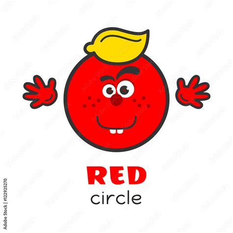 Circle geometric shape vector illustration for kids. Cartoon red circle ...