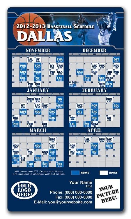 Dallas Mavericks Basketball Team Schedule Magnets 4" x 7" | Custom-Magnets