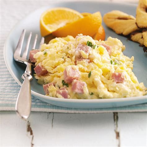 Creamy Scrambled Eggs with Ham Recipe | Taste of Home