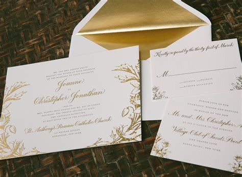 vintage inspired gold foil wedding invitations - Bella Figura