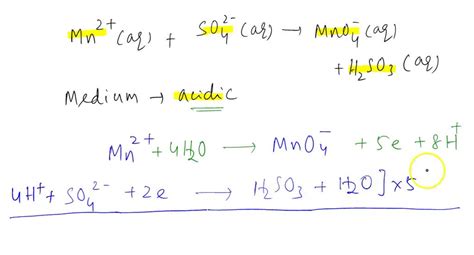 SOLVED: Consider the following reactions. reaction (1): Mn2+(aq) + SO42−(aq) → MnO4−(aq) + H2SO3 ...