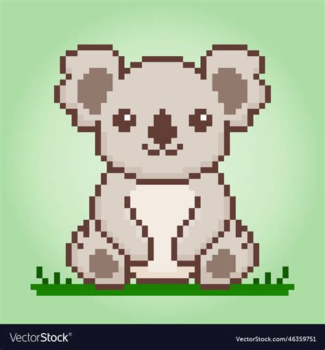 8 bit pixel koala animal pixels for game assets Vector Image