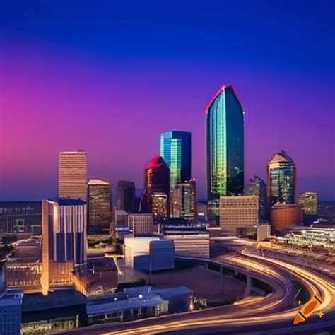 Dallas skyline at sunset on Craiyon