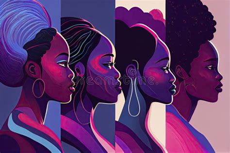 Four BIPOC Pink Blue Purple Abstract Illustration Woman Indigenous People of Colour Stock ...