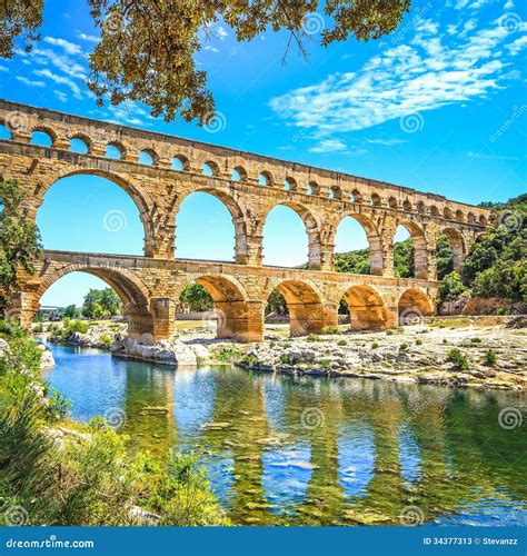 Roman Aqueduct Pont Du Gard, Unesco Site.Languedoc, France. Stock Image - Image of monument ...