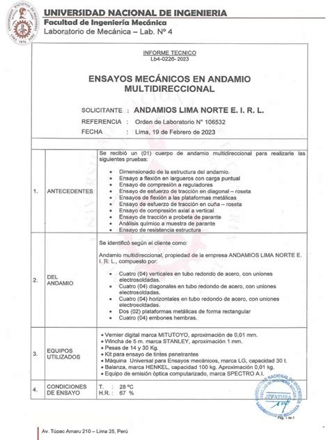 Andamios Lima Norte Certificado Multidireccional Uni | PDF