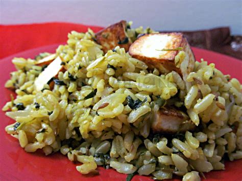 Spinach Rice & Paneer - Global Kitchen Travels