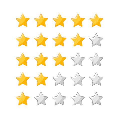 Five Star To Zero Rating Vector Icon Set, Gold Stars, Five Star Rating ...