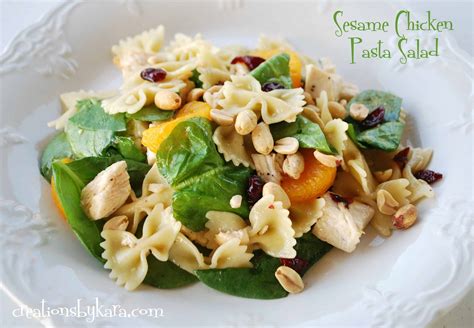 Lighter sesame chicken pasta salad