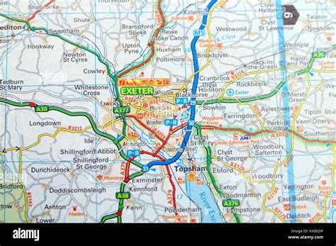 Road Map of Exeter, Devon, England Stock Photo - Alamy