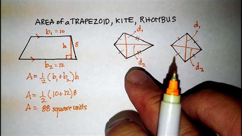 Polygons: Area of a Trapezoid, Kite, and Rhombus - YouTube