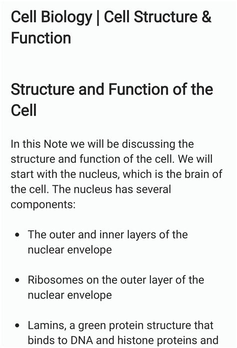 SOLUTION: Cell biology - cell structure and function A short Note ...