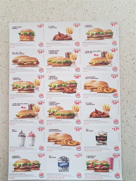 Menu at Burger King Secunda (Drive-Thru) restaurant, Secunda, PDP Kruger St