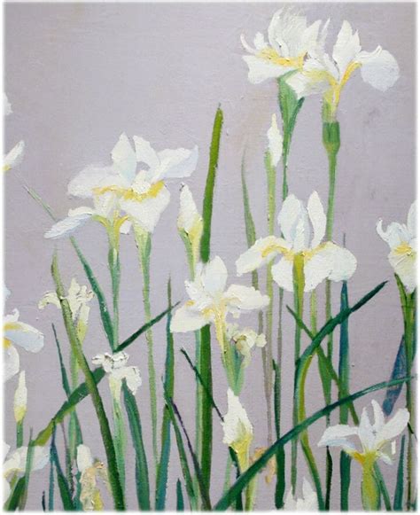 white flower paintings, Japanese White irises, floral artwork canvas museum piece