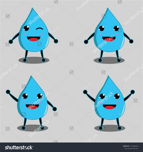 Cartoon Water Vector Illustration Different Emotions Stock Vector (Royalty Free) 1773408230 ...