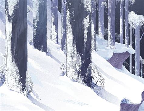 trees forest winter snow landscape concept art illustration | Snow illustration, Landscape ...