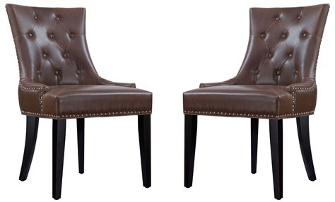 Uptown Antique Brown Leather Dining Chair Set of 2 from TOV (D28) | Coleman Furniture