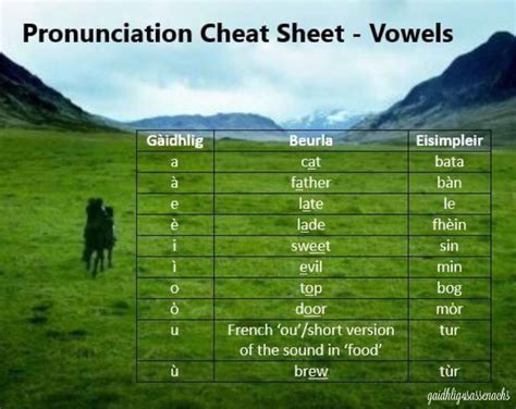 Gàidhlig (Scottish Gaelic) Pronunciation Cheat Sheet - Vowels | Irish ...