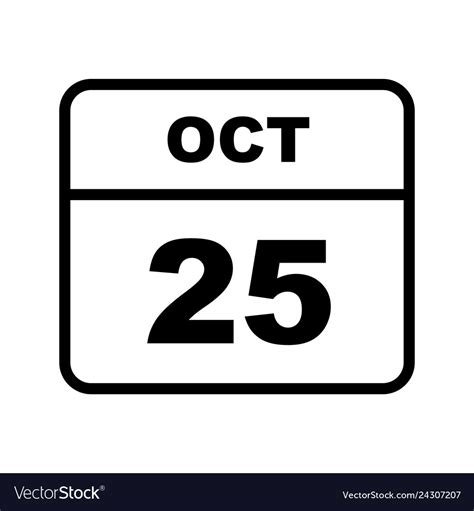 October 25th date on a single day calendar Vector Image