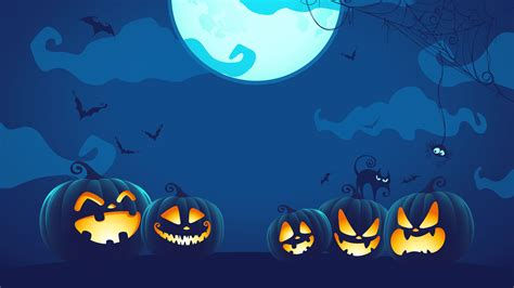 #halloween #cartoon #nigh #darkness #blue #bats #pumpkin #pumpkins 8k uhd halloween night #8K #w ...