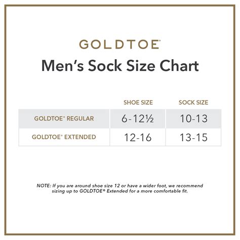 Size Chart for Socks | Gold Toe