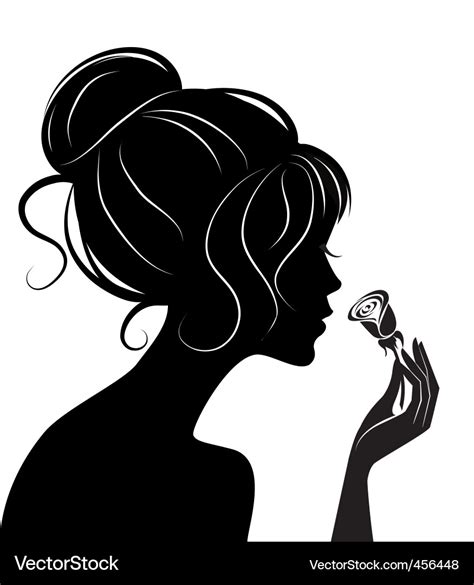 Beauty girl silhouette with rose Royalty Free Vector Image