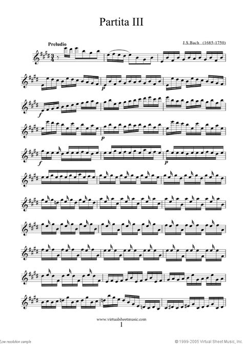 Bach - Violin Partita No.3 in E major sheet music for violin solo