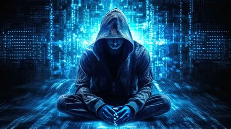 Hacker In Data Server Center System Sparkling Blue Light Backgrounds ...