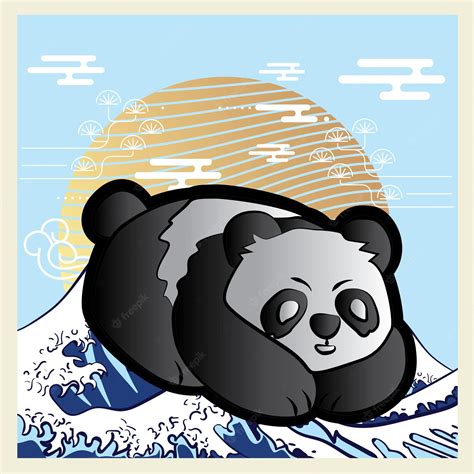 Premium Vector | Panda design with japanese style illustration for background