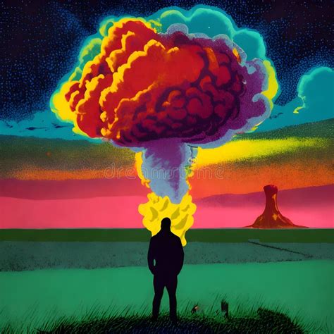 Standing on a Field Watching a Dynamic Colorful Nuclear Cloud Explode ...